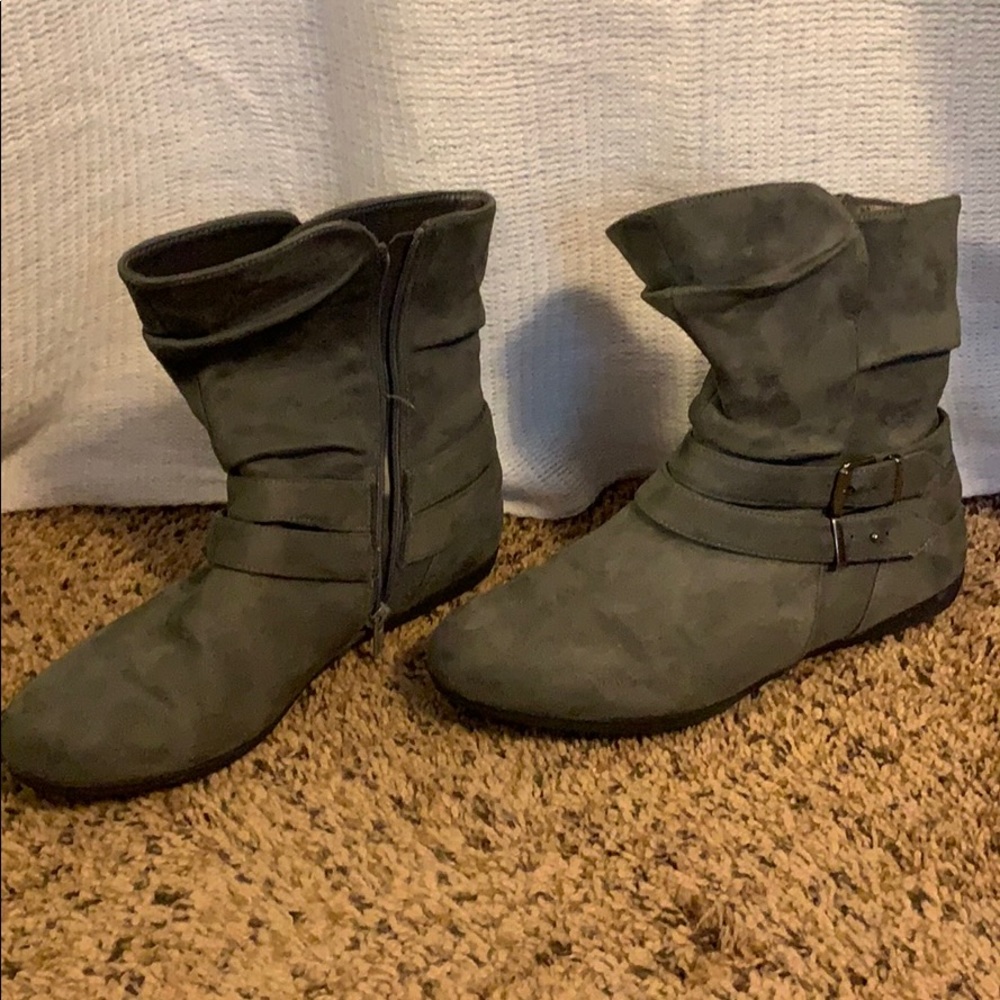 Gray suede boots